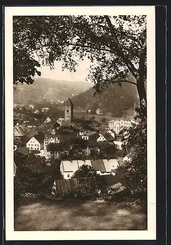 AK Neudek, Blick vom Kreuzberg zum Ort