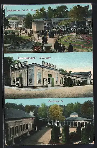 AK Franzensbad, Frühkonzert bei der Franzensquelle, Salz- & Louisenquelle