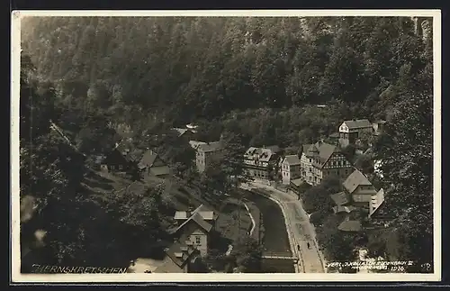 AK Herrnskretschen / Hrensko, Teilansicht aus der Vogelschau