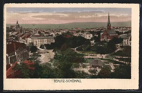 AK Teplitz-Schönau, Teilansicht mit Kirche
