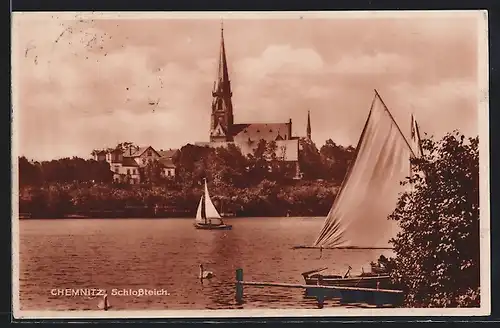 AK Chemnitz, Schlossteich mit Kirche