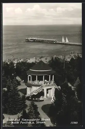 AK Timmendorfer Strand, Ostseebad, Musik-Pavillon u. Strand