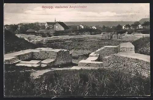 AK Brugg, Römisches Amphitheater mit Ortspanorama