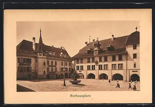 AK Thun, Rathausplatz mit Hotel zur Krone