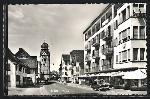 AK Baar, Strassenpartie mit Turm