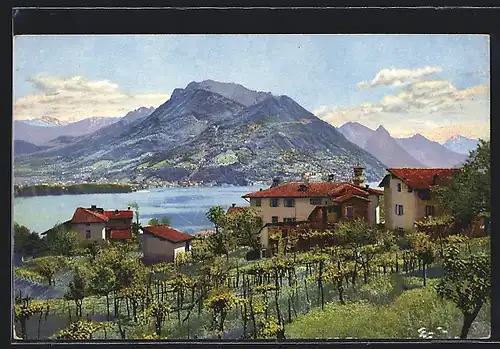 Künstler-AK Photochromie Nr. 3305: Pazallo, Villaggio e Monte Bré