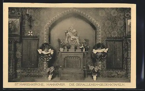 AK Hannover, St. Marienkirche, Die Gefallenen-Gedenktafeln