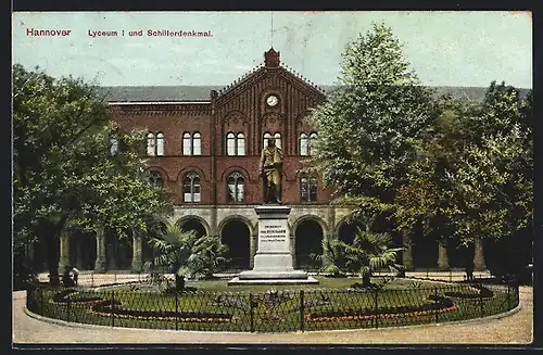 AK Hannover, Lyceum und Schillerdenkmal