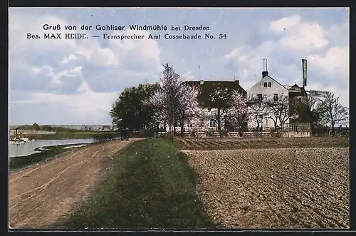 AK Gohlis / Dresden, Gasthaus Gohliser Windmühle