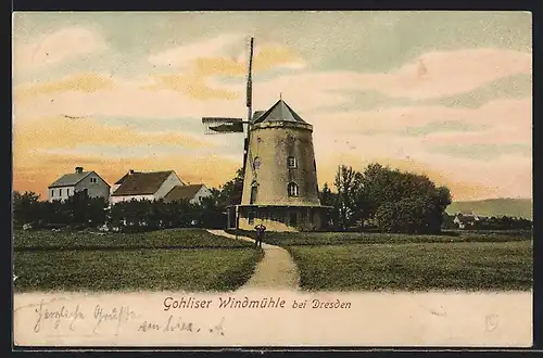AK Gohlis / Dresden, an der Gohliser Windmühle