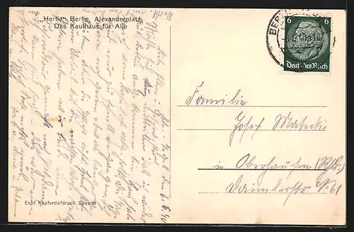 AK Berlin, Alexanderplatz, Partie am Kaufhaus Hertie