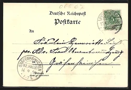 Lithographie Kyffhäuser, Reiterstandbild, Barbarossa, Wirtschaft, Kyffhäuser Denkmal