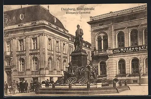 AK Duisburg, Bismarck-Denkmal in der Königstrasse