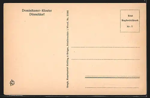 AK Düsseldorf, Innenhof des Dominikaner-Klosters