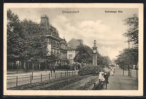 AK Düsseldorf, Partie an der Grafenberger Allee