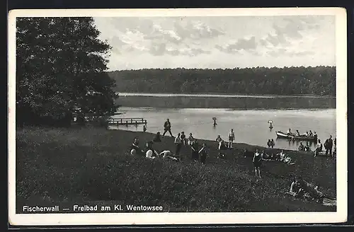 AK Fischerwall, Freibad mit Gästen am Kl. Wentowsee