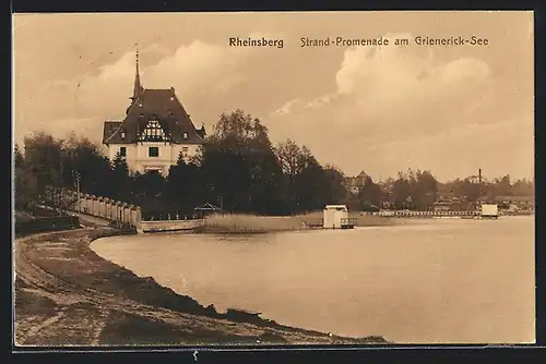 AK Rheinsberg, Strand-Promenade am Grienerick-See