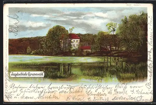 Lithographie Berlin, Jagdschloss Grunewald