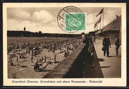 AK Berlin-Wannsee, Strandleben und obere Promenade, Teilansicht