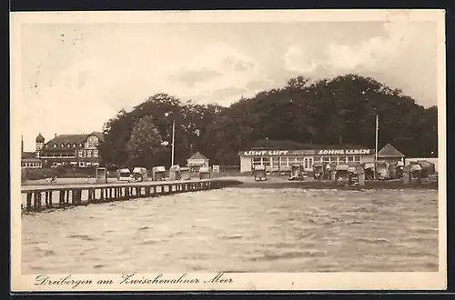 AK Dreibergen /Zwischenahner Meer, Ortsansicht vom Wasser aus, mit Seesteig