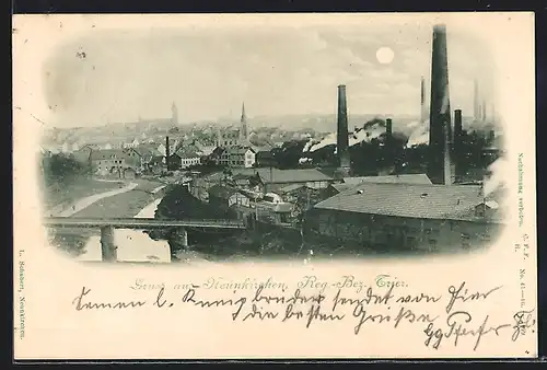 AK Neunkirchen /Bez. Trier, Teilansicht mit Brücke aus der Vogelschau