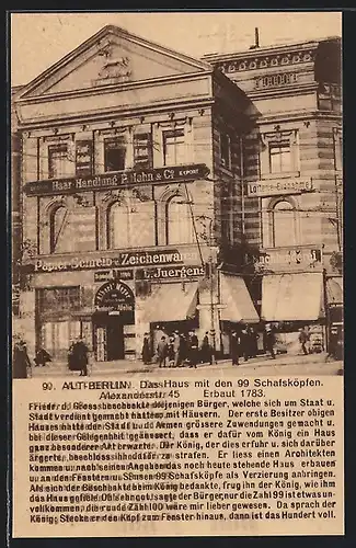 AK Berlin, Haus mit den 99 Schafsköpfen, Alexanderstrasse 45