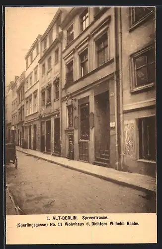 AK Berlin, Wohnhaus d. Dichters Wilhelm Raabe in der Spreestrasse