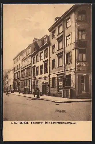 AK Berlin, Fischerstr. Ecke Schornsteinfegergasse