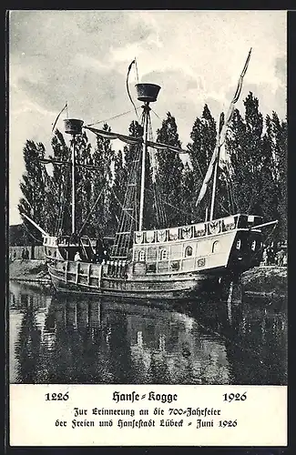 AK Lübeck, 700-Jahrfeier der Hansestadt Lübeck 1926, Hanse-Kogge