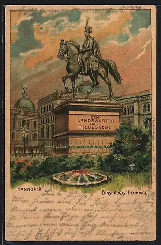 Lithographie Hannover, Ernst August Denkmal