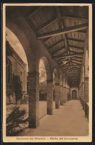 AK Bornstedt bei Potsdam, Kirche mit Kreuzgang