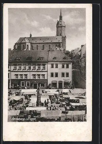 AK Annaberg i. Erzgeb., Tabakladen und Apotheke am Markt