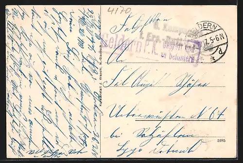 AK Geldern, Blick von der Issumerstrasse zur Kirche