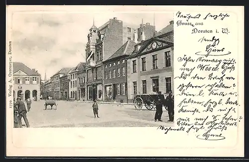 AK Dorsten, Marktstrasse mit Rathaus