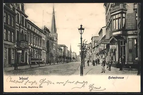 AK Wesel / Rhein, Hohestrasse mit Geschäften