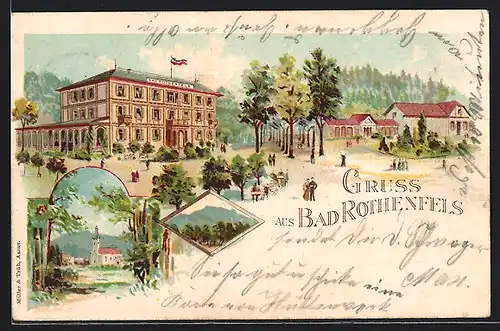 Lithographie Gaggenau, Bad Rothenfels, Kirche