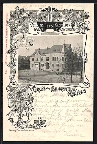AK Krefeld, Villa Blumenthal, Vereinshaus des Krefelder Turnvereins