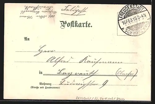 Lithographie Freudenstadt, Festpostkarte zum 300-jähriges Jubiläum 1899, Altes Stadtthor