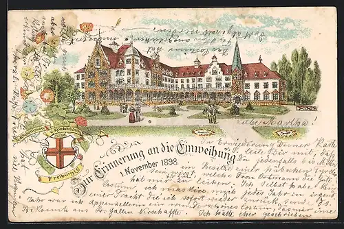 Lithographie Freiburg i. B., Ev. Diakonissen- und Krankenhaus