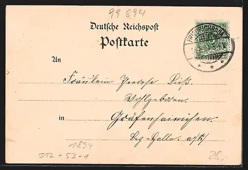 Vorläufer-Lithographie Friedrichroda, 1894, Gesamtansicht des Ortes