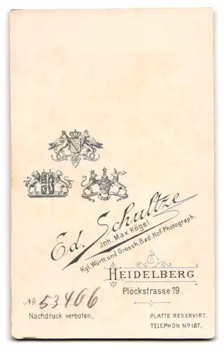 Fotografie E. Schultze, Heidelberg, Plöck 79, Schöne Dame im weissen Kleid mit breiten Ärmeln und Perlenkette