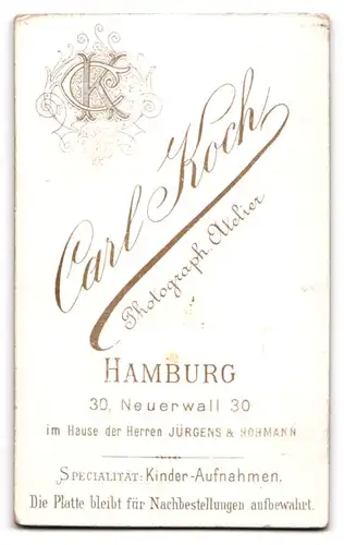 Fotografie Carl Koch, Hamburg, Neuerwall 30, Niedliches kleines Mädchen mit Pausbäckchen