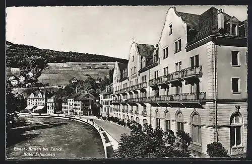 AK Ennet-Baden bei Zürich, Hotel Schwanen am Wasser