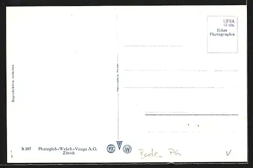 AK Baden, Ortsansicht mit Kirche und Wasserpartie