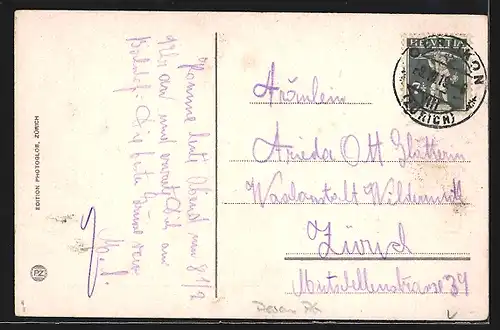 AK Aarau, Ortsansicht mit Kirche und Uhrturm