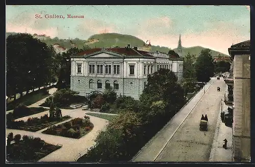 AK St. Gallen, Strassenpartie am Museum