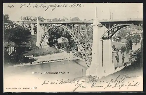 AK Bern, Blick auf die Kornhausbrücke