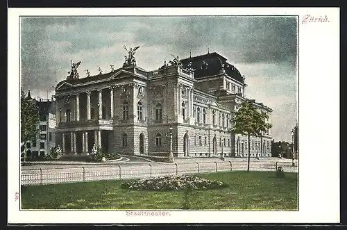 AK Zürich, Stadttheater in der Aussenansicht