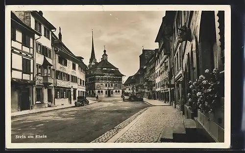 AK Stein am Rhein, Strassenansicht mit Kirche