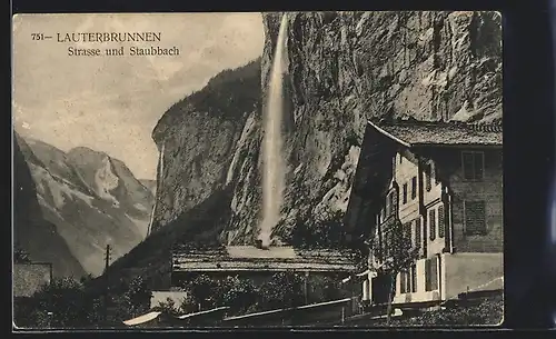 AK Lauterbrunnen, Strasse und Staubbach